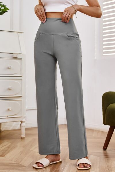 High Waist Wide Leg Pants with Pockets - Pahabu - Women's Clothing & Shop