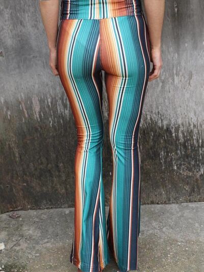 High Waist Striped Bootcut Pants - Pahabu - Women's Clothing & Shop