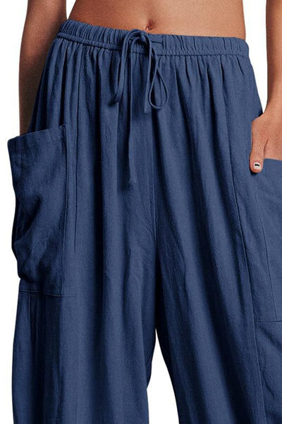 Full Size Pocketed Drawstring Wide Leg Pants - Pahabu - Women's Clothing & Shop