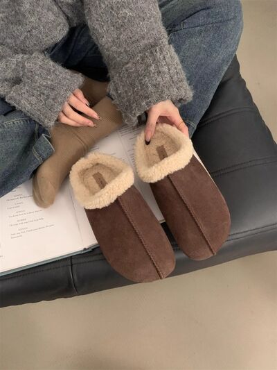 Thermal Fuzzy Round Toe Flat Slippers - Pahabu - Women's Clothing & Shop