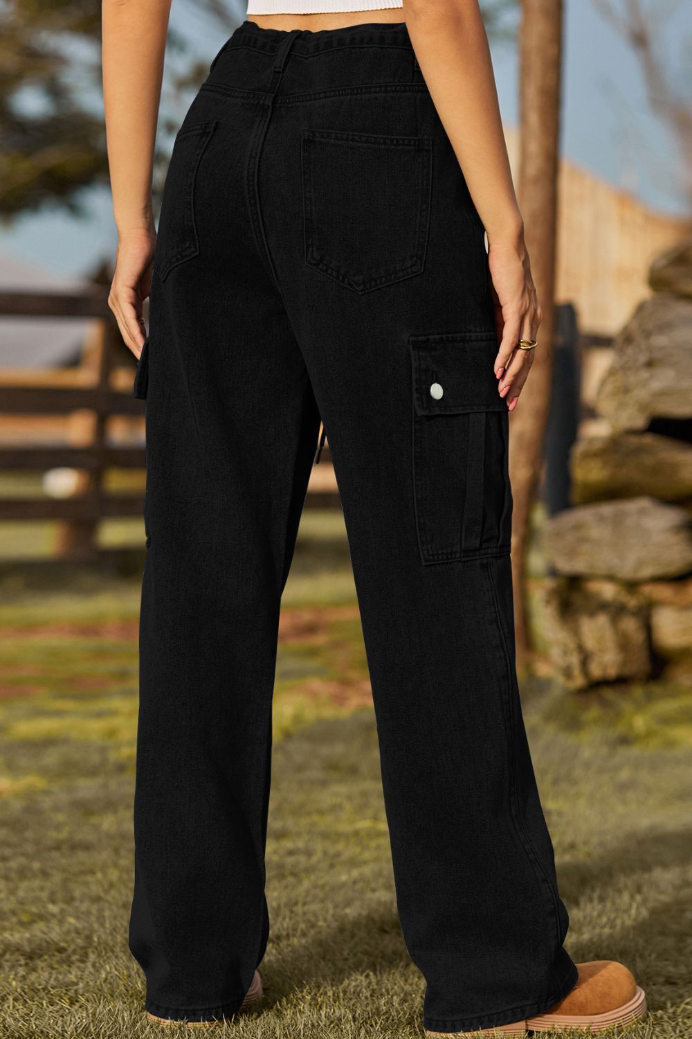 Loose Fit Drawstring Jeans with Pocket - Pahabu - Women's Clothing & Shop