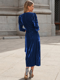 Surplice Puff Sleeve Midi Dress - Pahabu - Women's Clothing & Shop