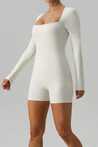 Square Neck Long Sleeve Active Romper - Pahabu - Women's Clothing & Shop
