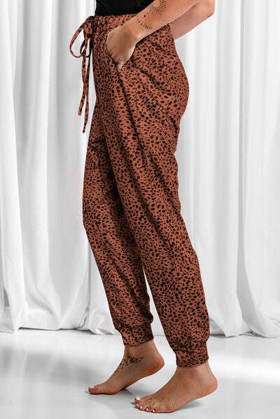 Full Size Leopard Drawstring Pocketed Pants - Pahabu - Women's Clothing & Shop