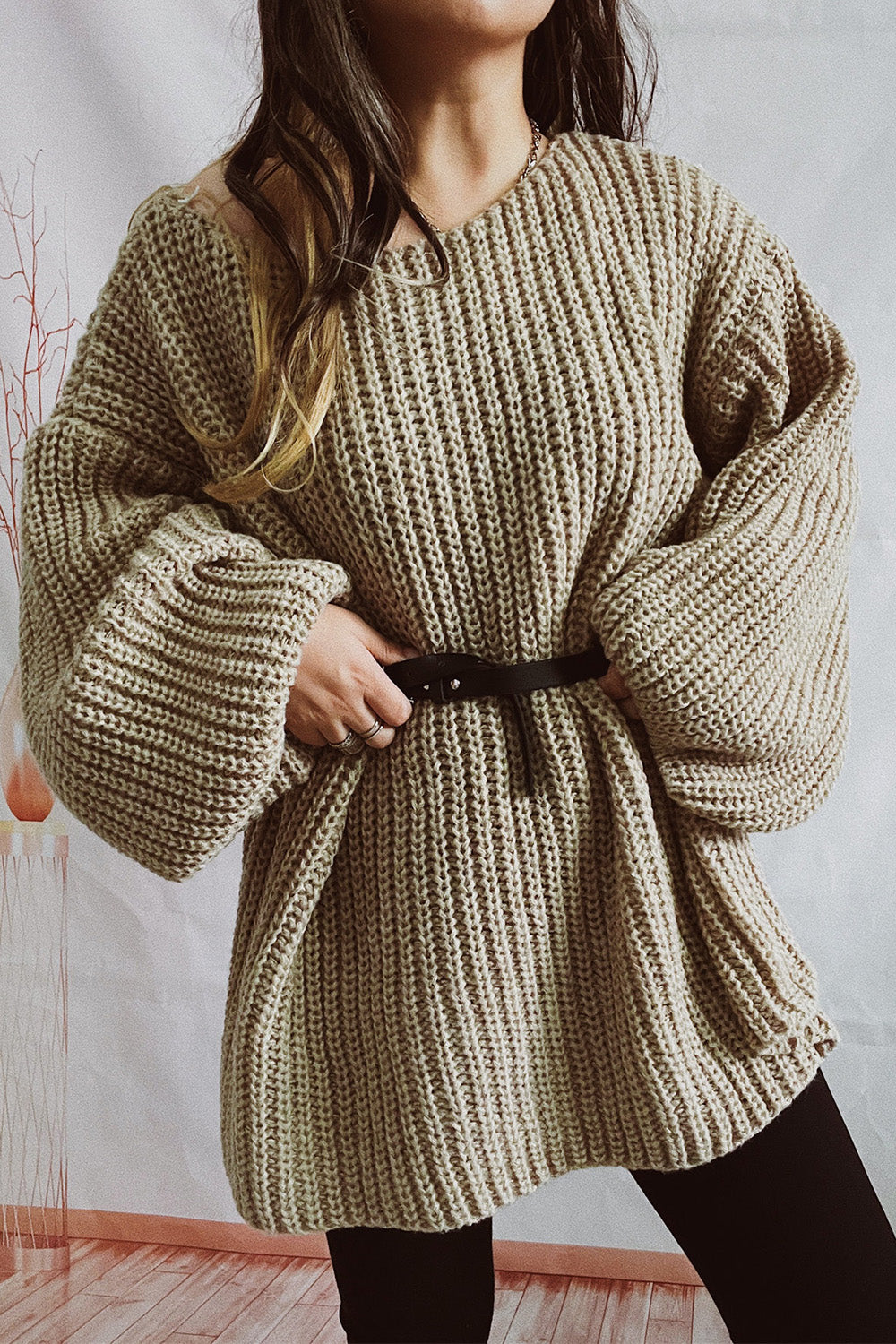 Boat Neck Dropped Shoulder Mini Sweater Dress - Pahabu - Women's Clothing & Shop