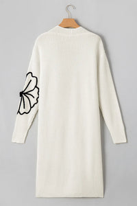 Full Size Flower Open Front Long Sleeve Cardigan - Pahabu - Women's Clothing & Shop