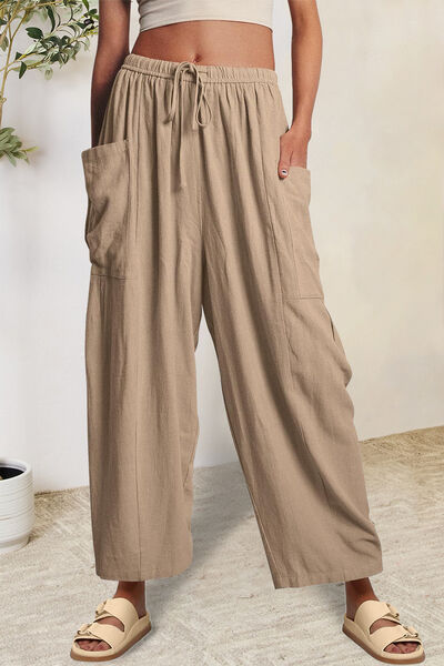 Full Size Pocketed Drawstring Wide Leg Pants - Pahabu - Women's Clothing & Shop