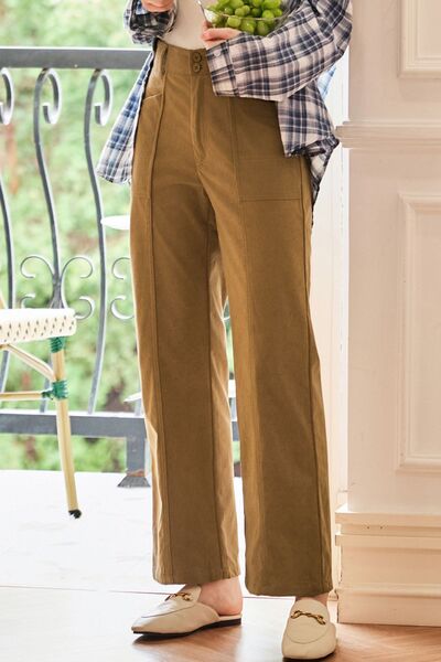 Half Elastic Waist Straight Pants - Pahabu - Women's Clothing & Shop