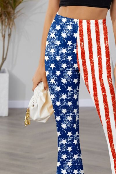 FAM-FAM Star & Stripes High Waist Bootcut Pants - Pahabu - Women's Clothing & Shop