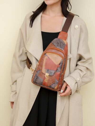 PU Leather Color Block Crossbody Bag - Pahabu - Women's Clothing & Shop