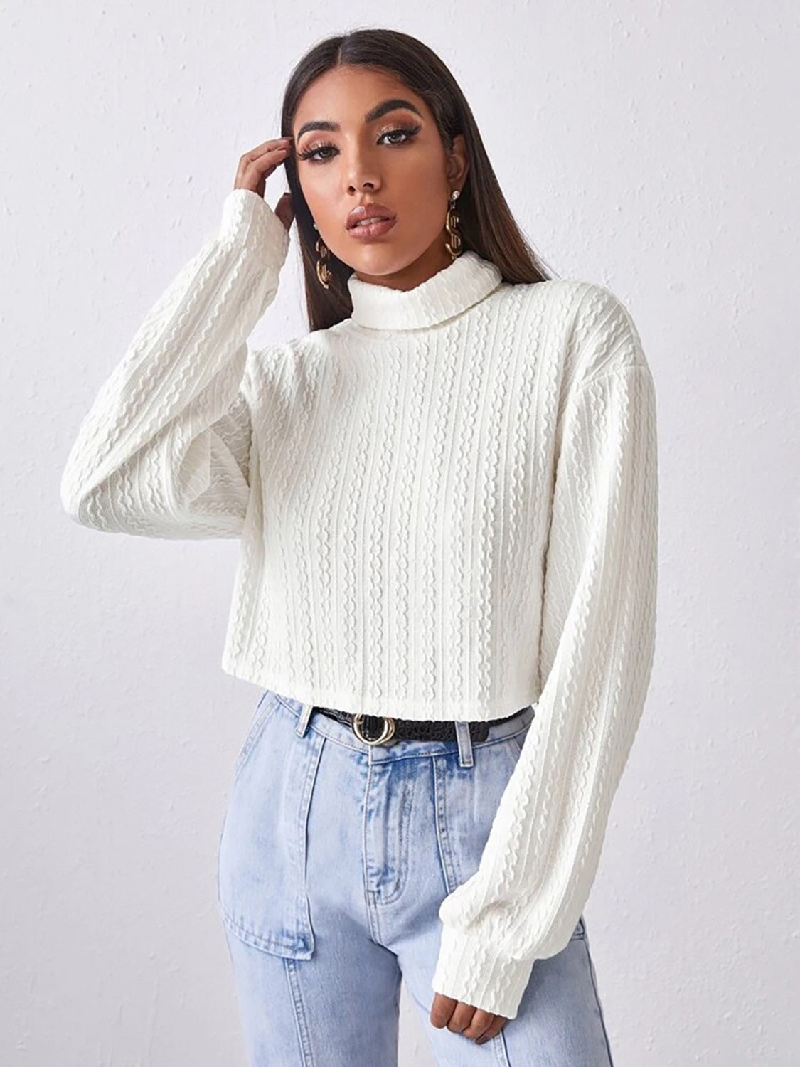 Turtleneck Long Sleeve Top - Pahabu - Women's Clothing & Shop
