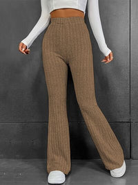Ribbed High Waist Bootcut Pants - Pahabu - Women's Clothing & Shop