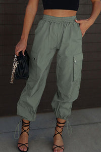 Drawstring Elastic Waist Pants with Pockets - Pahabu - Women's Clothing & Shop