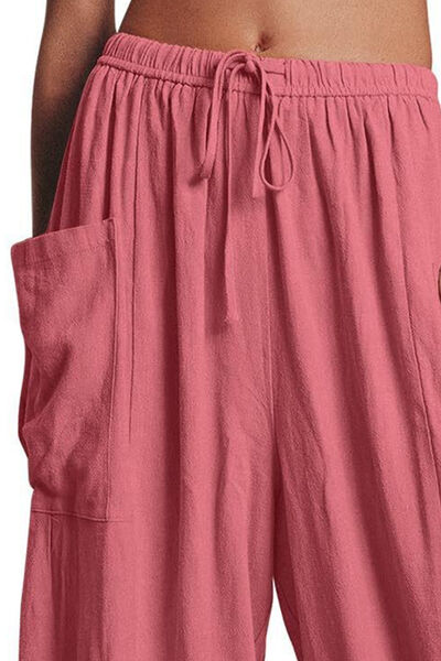Full Size Pocketed Drawstring Wide Leg Pants - Pahabu - Women's Clothing & Shop
