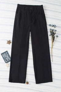 Half Elastic Waist Straight Pants - Pahabu - Women's Clothing & Shop