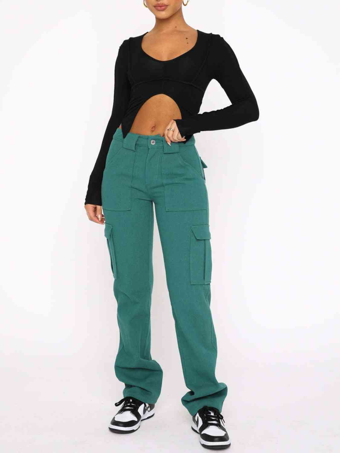 Straight Leg Cargo Pants - Pahabu - Women's Clothing & Shop