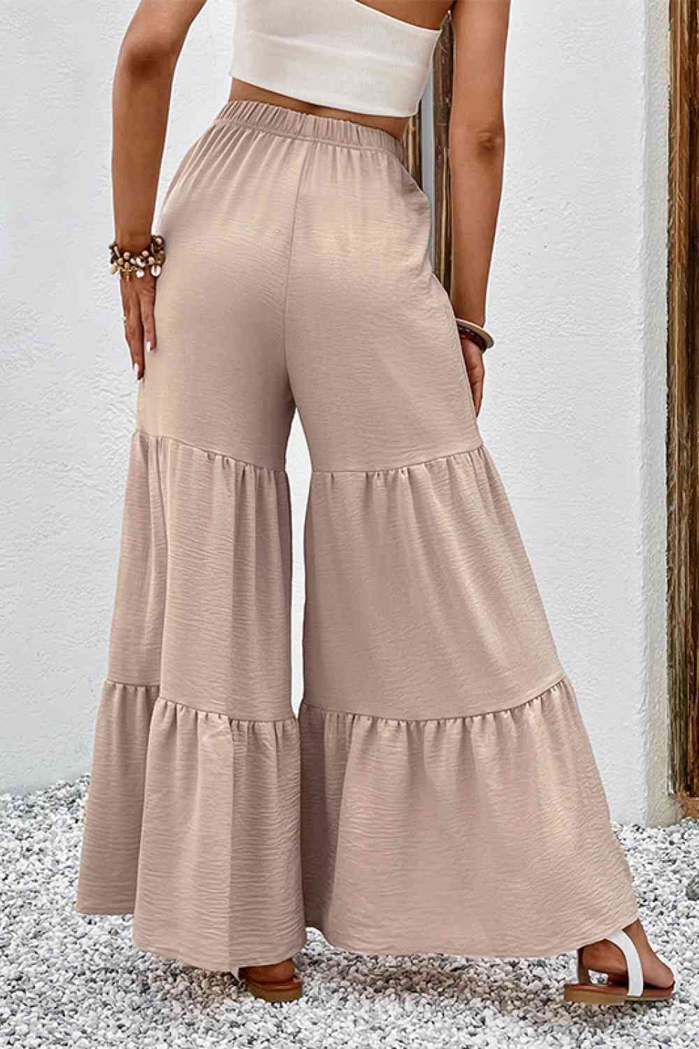 Perfee Drawstring Waist Tiered Flare Culottes - Pahabu - Women's Clothing & Shop