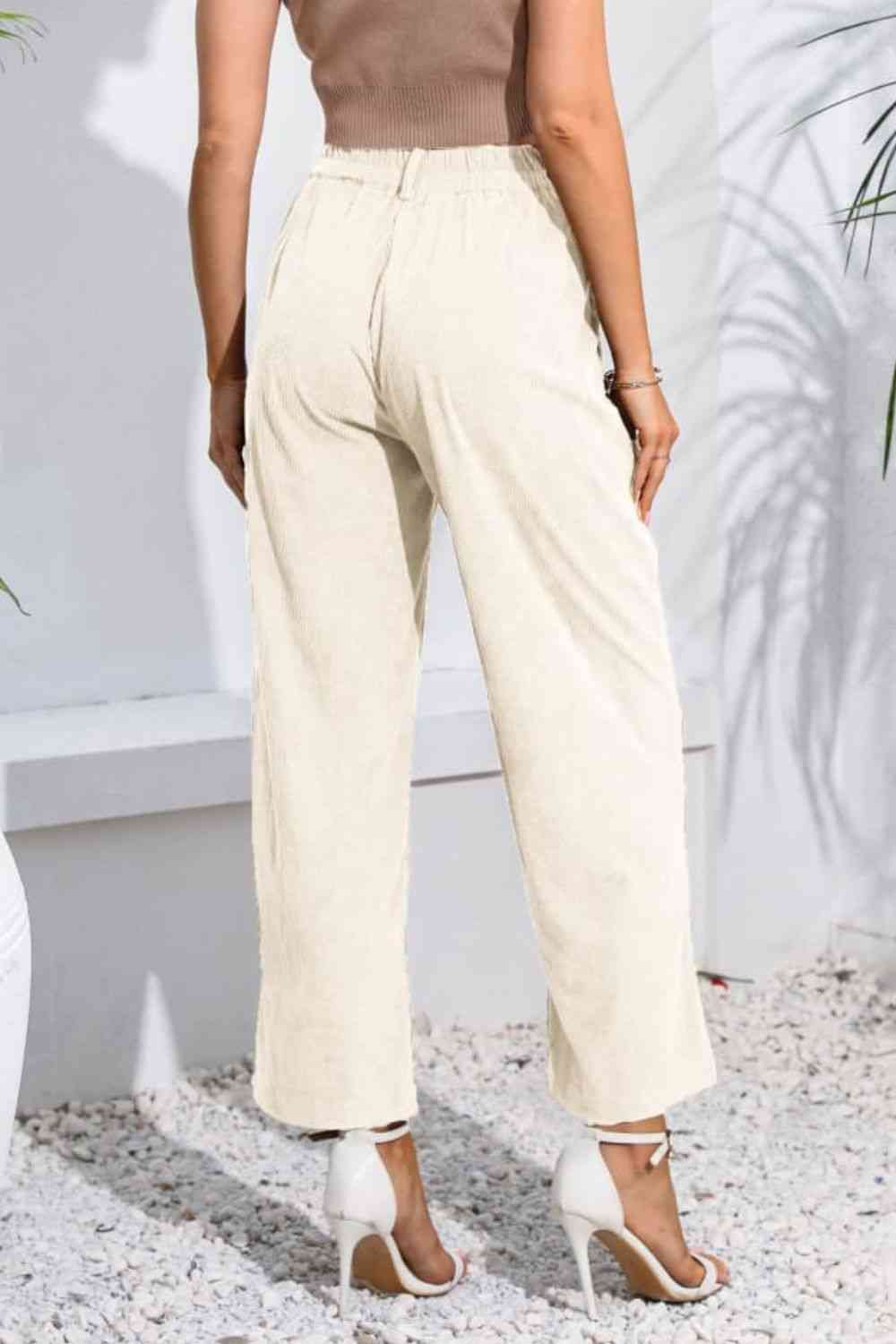 Buttoned Straight Hem Long Pants - Pahabu - Women's Clothing & Shop