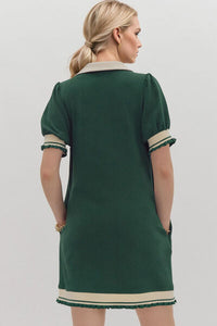 Oh Frill Contrast Trim Johnny Collar Short Sleeve Mini Dress - Pahabu - Women's Clothing & Shop