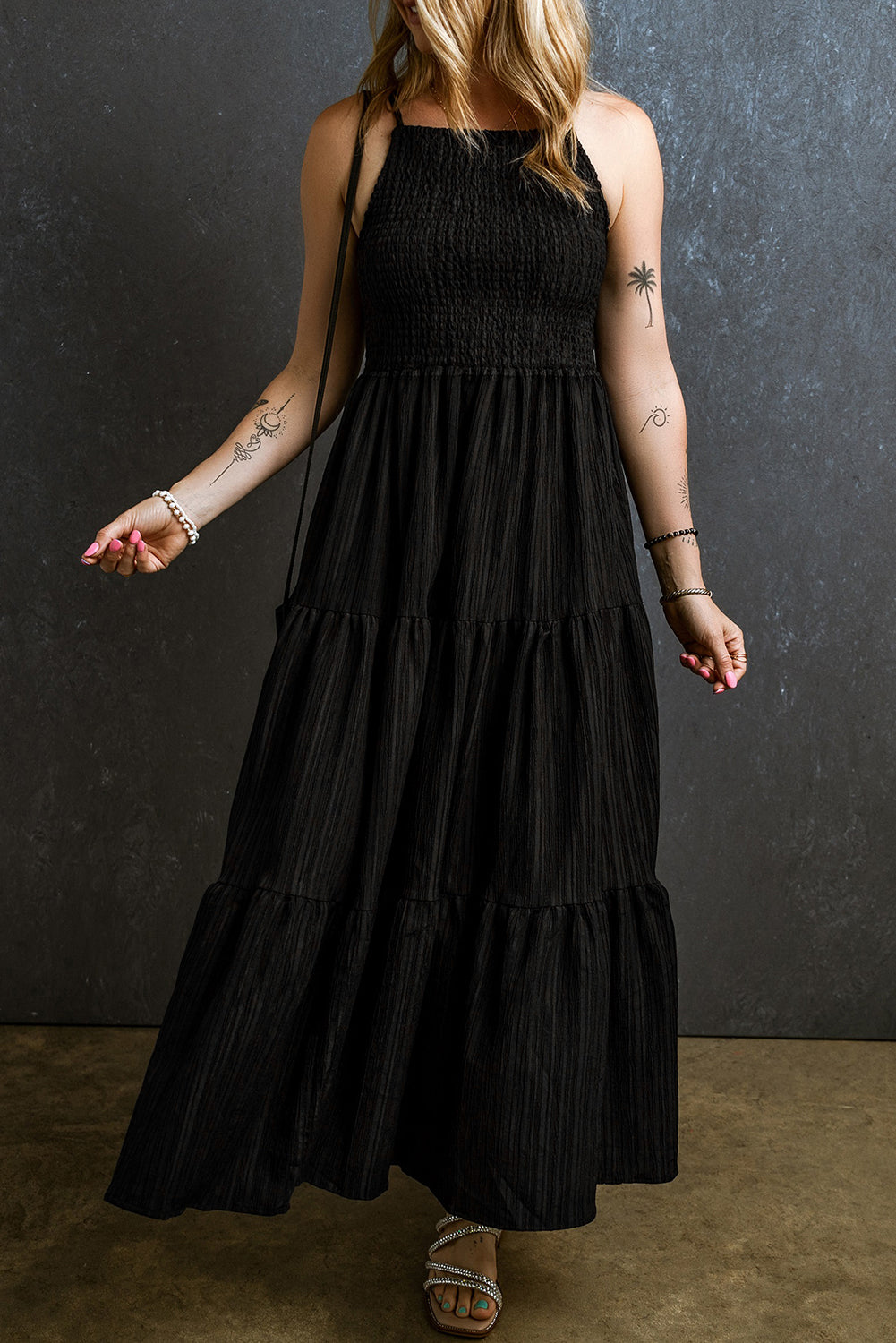 Smocked Tiered Spaghetti Strap Dress - Pahabu - Women's Clothing & Shop