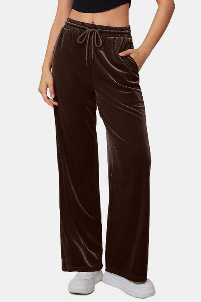 Drawstring Elastic Waist Straight Leg Pants - Pahabu - Women's Clothing & Shop