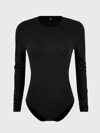 Round Neck Long Sleeve Bodysuit - Pahabu - Women's Clothing & Shop