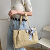 Straw Woven Leather Strap Handbag - Pahabu - Women's Clothing & Shop