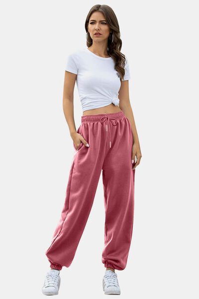 Elastic Waist Joggers with Pockets - Pahabu - Women's Clothing & Shop