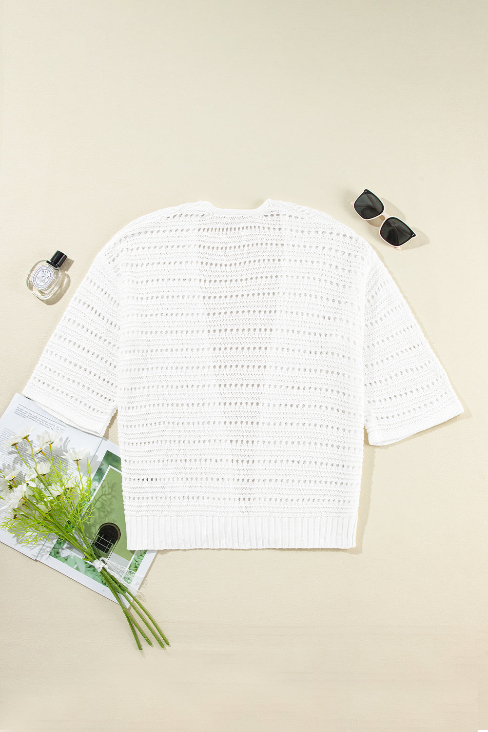 Openwork Open Front Long Sleeve Cardigan - Pahabu - Women's Clothing & Shop