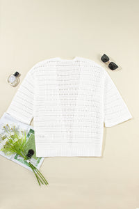 Openwork Open Front Long Sleeve Cardigan - Pahabu - Women's Clothing & Shop