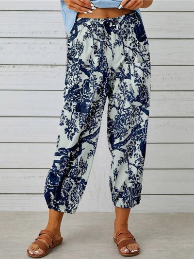 Printed Tied Cropped Pants - Pahabu - Women's Clothing & Shop