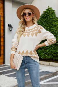 Round Neck Long Sleeve Sweater - Pahabu - Women's Clothing & Shop
