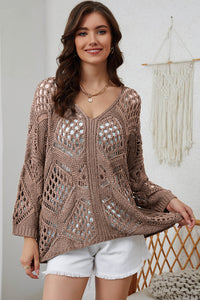 Openwork V-Neck Sweater - Pahabu - Women's Clothing & Shop