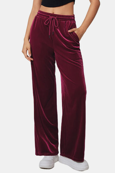 Drawstring Elastic Waist Straight Leg Pants - Pahabu - Women's Clothing & Shop