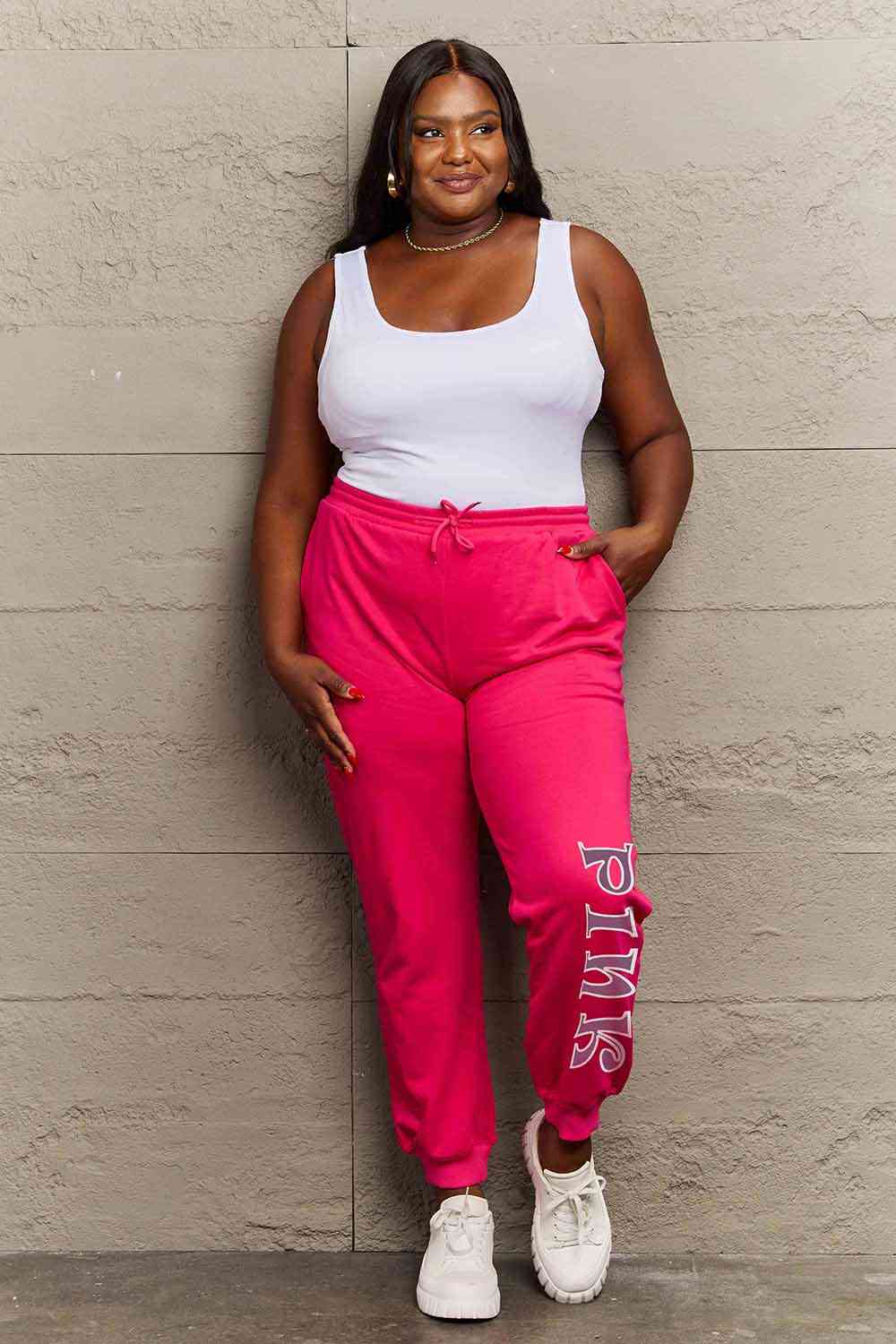 Simply Love Full Size PINK Graphic Sweatpants - Pahabu - Women's Clothing & Shop