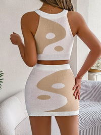 Round Neck Sleeveless Top and Skirt Knit Set - Pahabu - Women's Clothing & Shop