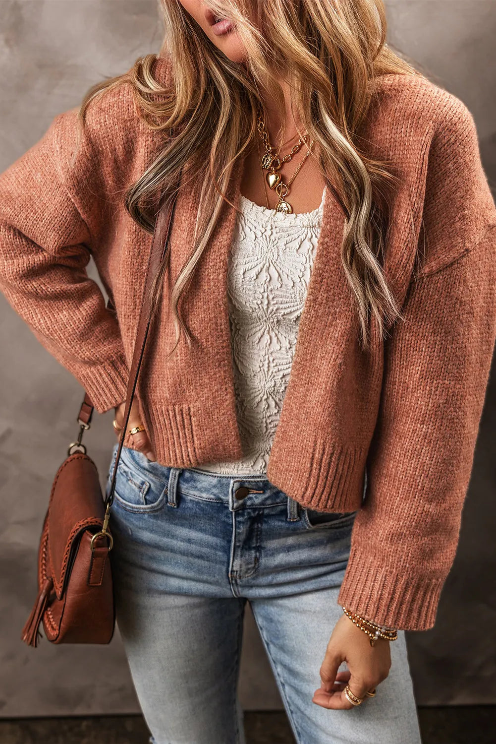 Open Front Dropped Shoulder Cardigan - Pahabu - Women's Clothing & Shop