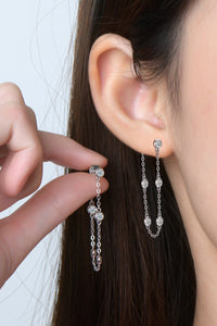1 Carat Moissanite 925 Sterling Silver Chain Earrings - Pahabu - Women's Clothing & Shop