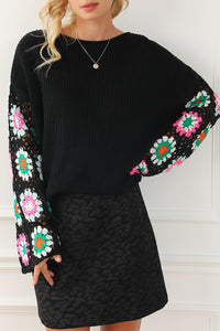 Crochet Round Neck Long Sleeve Knit Top - Pahabu - Women's Clothing & Shop