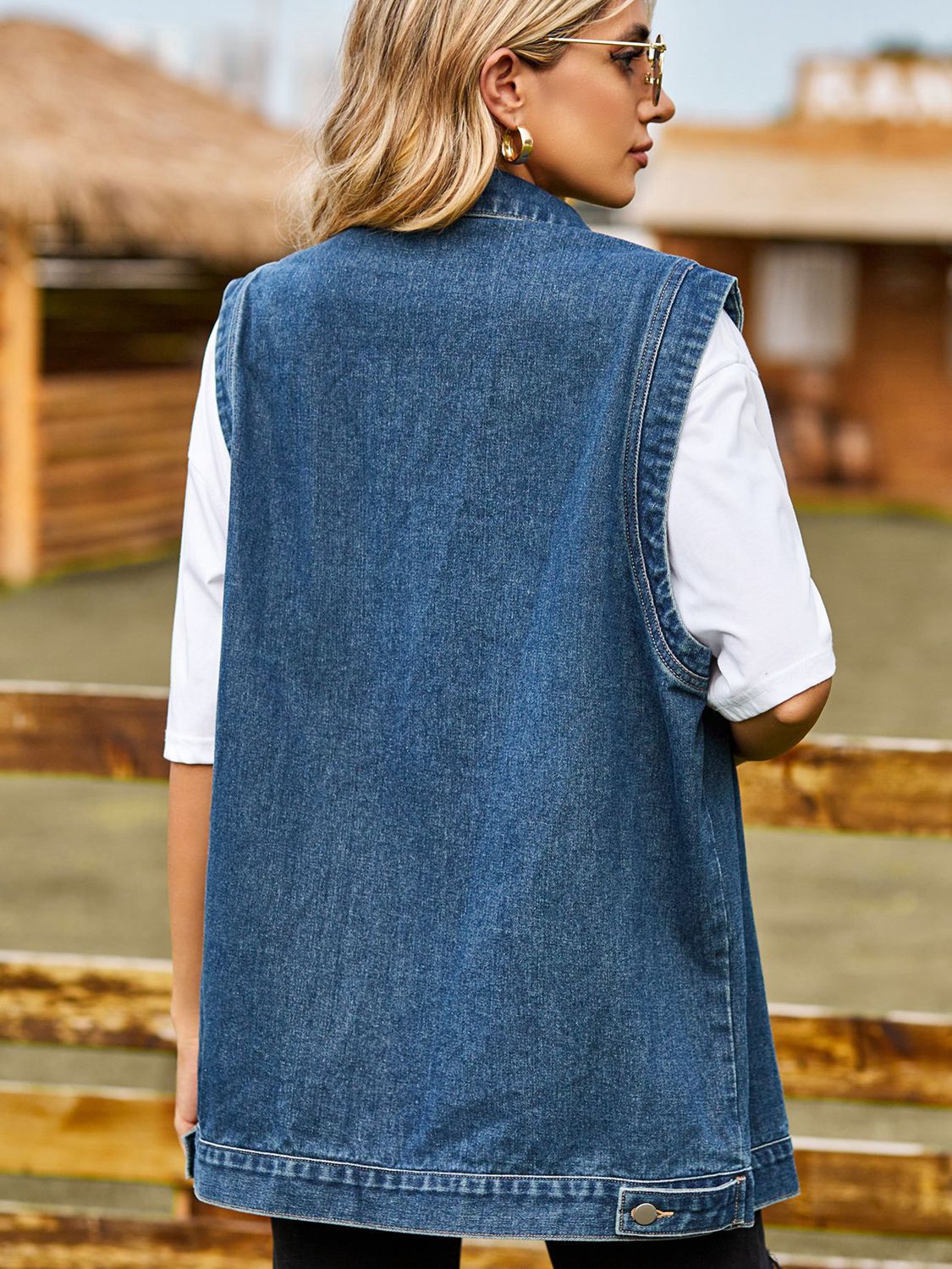 Button Down Denim Vest - Pahabu - Women's Clothing & Shop