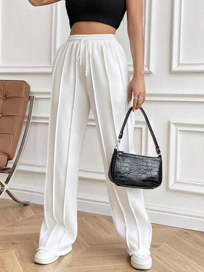Drawstring Elastic Waist Pants with Pockets - Pahabu - Women's Clothing & Shop