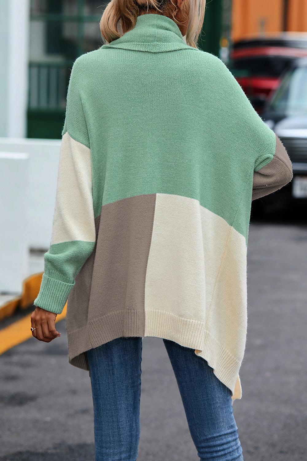 Color Block Long Sleeve Cardigan - Pahabu - Women's Clothing & Shop