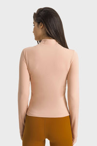 Millennia Half Zip Thumbhole Sleeve Sports Top - Pahabu - Women's Clothing & Shop
