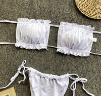 Frill Trim Ruched Bikini Set - Pahabu - Women's Clothing & Shop