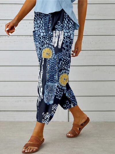 Printed Tied Cropped Pants - Pahabu - Women's Clothing & Shop