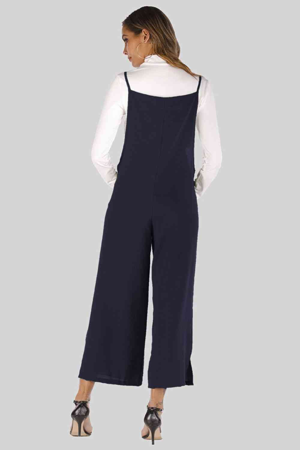 Full Size Cropped Wide Leg Overalls with Pockets - Pahabu - Women's Clothing & Shop