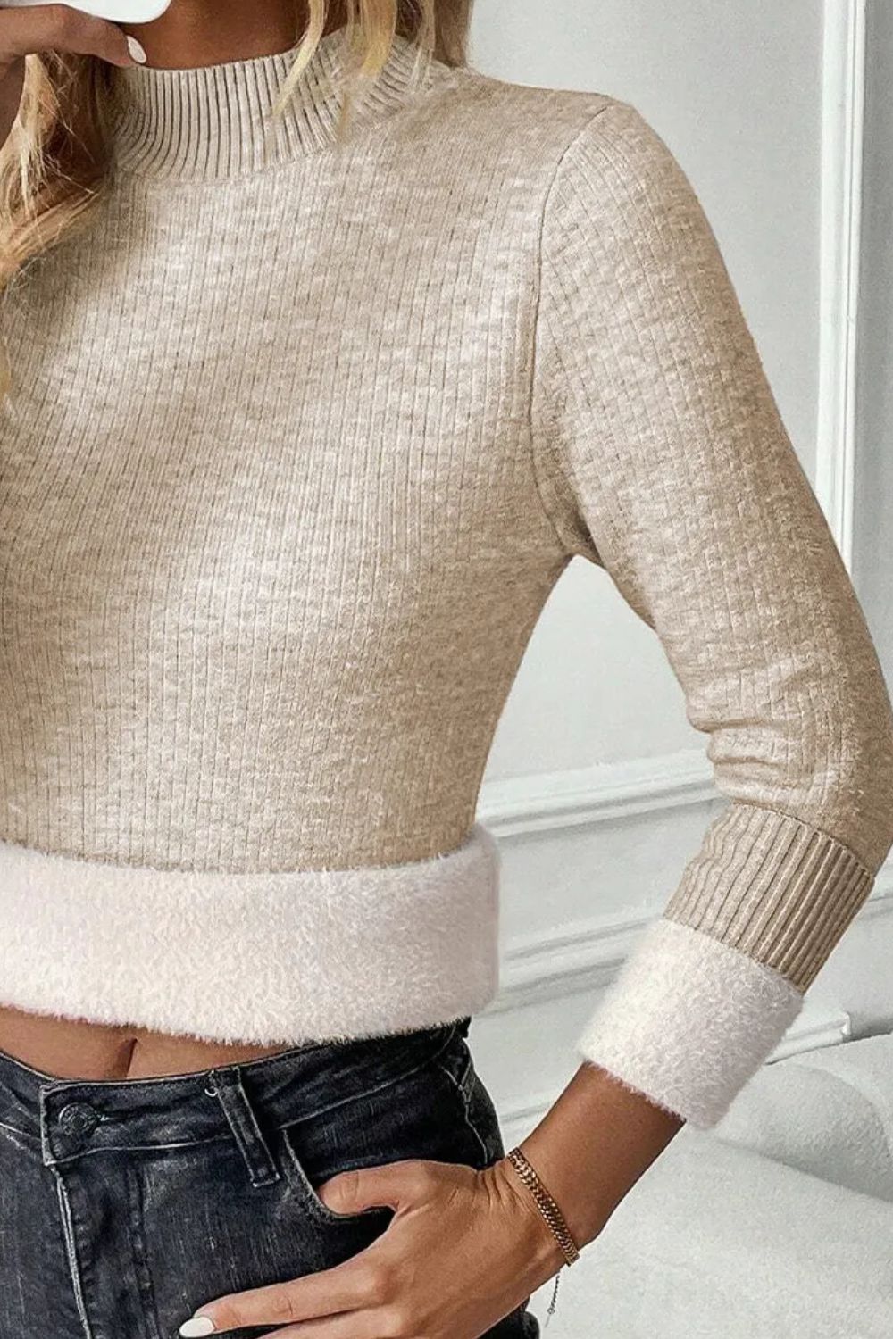 Mock Neck Long Sleeve Sweater - Pahabu - Women's Clothing & Shop