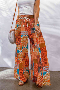 Bohemian Patchwork Drawstring Wide Leg Pants - Pahabu - Women's Clothing & Shop