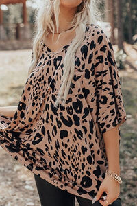 Leopard V-Neck Half Sleeve T-Shirt - Pahabu - Women's Clothing & Shop