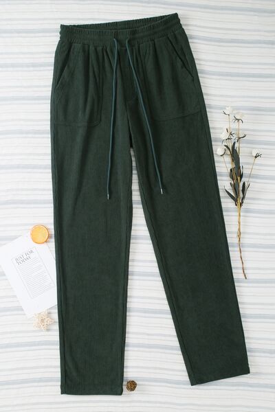 Drawstring Straight Pants with Pockets - Pahabu - Women's Clothing & Shop